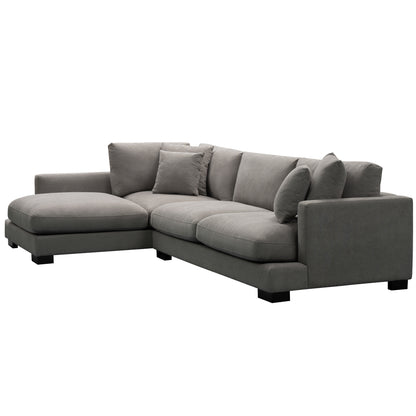 Royalty 3 + 3 + 2 Seater Sofa Fabric Uplholstered Left Chaise Lounge Couch Grey - Cosy Abode