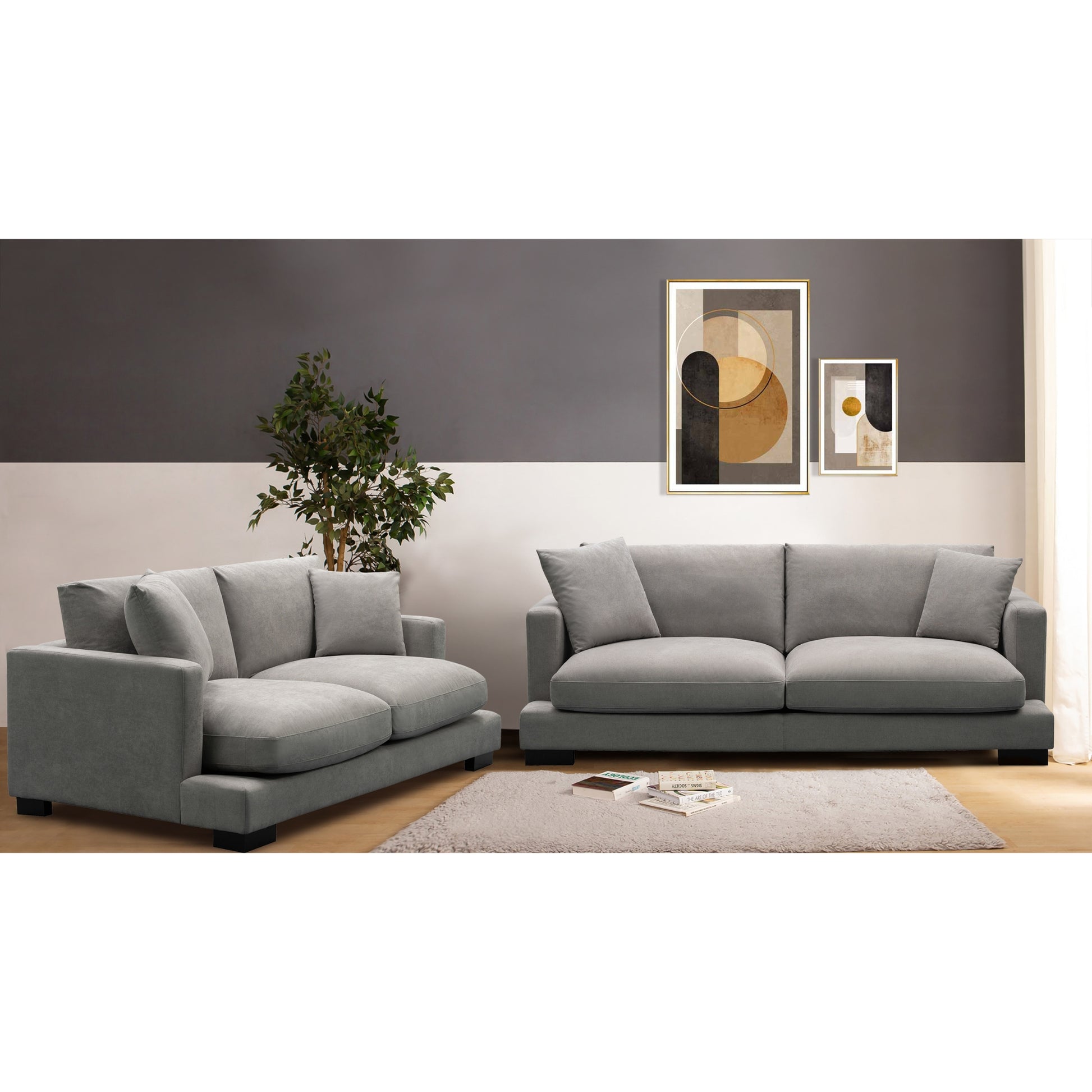 Royalty 3 + 3 Seater Sofa Fabric Uplholstered Left Chaise Lounge Couch - Grey - Cosy Abode