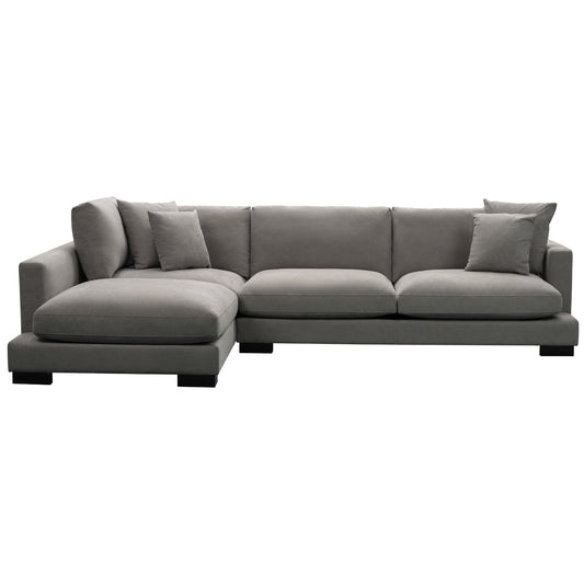 Royalty 3 Seater Sofa Fabric Uplholstered Left Chaise Lounge Couch - Grey - Cosy Abode