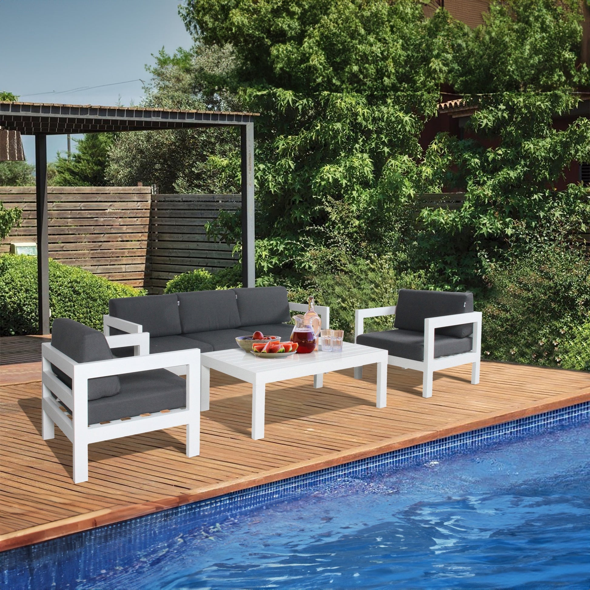 Outie Outdoor Sofa Lounge Chair Aluminium Frame White - Cosy Abode