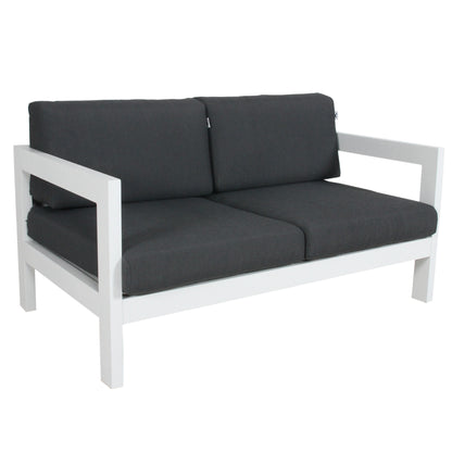 Outie 2 Seater Outdoor Sofa Lounge Aluminium Frame White - Cosy Abode