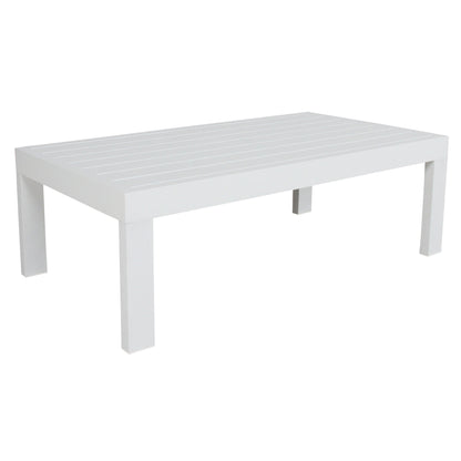 Outie 133cm Outdoor Coffee Table with Aluminium Frame - White - Cosy Abode