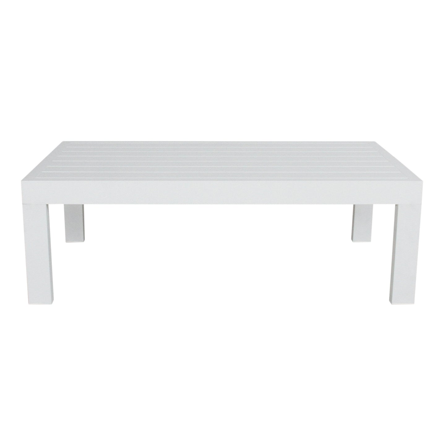 Outie 133cm Outdoor Coffee Table with Aluminium Frame - White - Cosy Abode