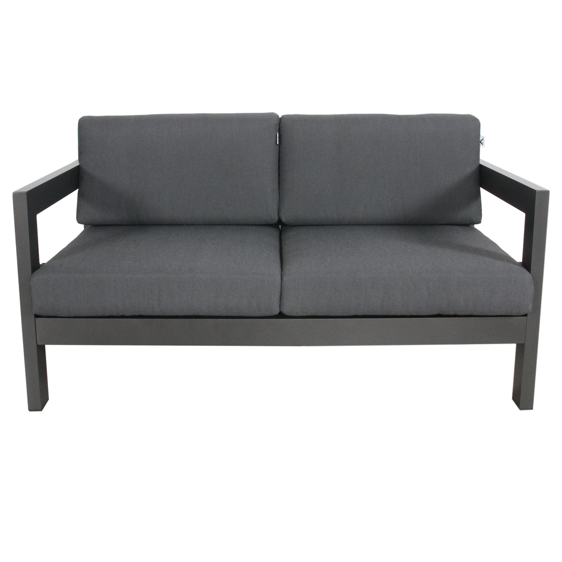 Outie 2 Seater Outdoor Sofa Lounge Aluminium Frame Charcoal - Cosy Abode