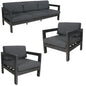 Outie 3pc Set 1+1+3 Seater Outdoor Sofa Lounge Aluminium Frame Charcoal - Cosy Abode