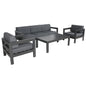 Outie 4pc Set 1+1+3 Seater Outdoor Sofa Lounge Coffee Table Aluminium Charcoal - Cosy Abode