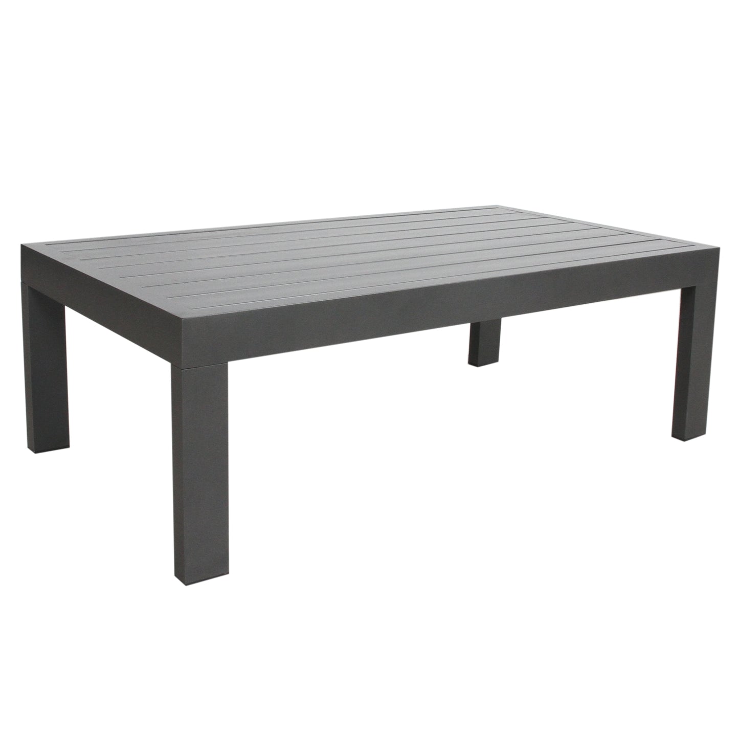 Outie 4pc Set 1+1+3 Seater Outdoor Sofa Lounge Coffee Table Aluminium Charcoal - Cosy Abode