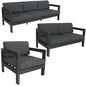 Outie 3pc Set 1+2+3 Seater Outdoor Sofa Lounge Aluminium Frame Charcoal - Cosy Abode