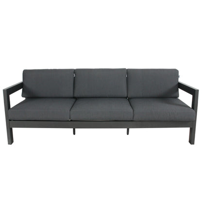 Outie 3pc Set 1+2+3 Seater Outdoor Sofa Lounge Aluminium Frame Charcoal - Cosy Abode