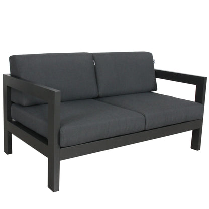 Outie 4pc Set 1+2+3 Seater Outdoor Sofa Lounge Coffee Table Aluminium Charcoal - Cosy Abode