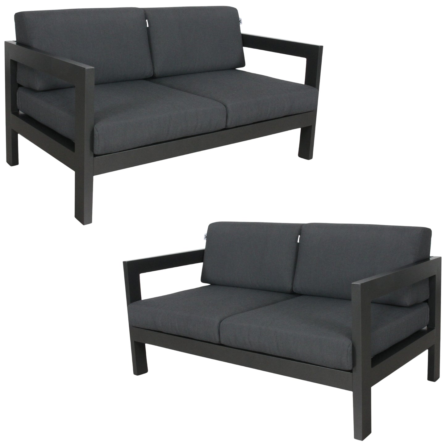 Outie 2pc Set 2+2 Seater Outdoor Sofa Lounge Aluminium Frame Charcoal - Cosy Abode