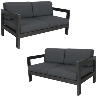 Outie 2pc Set 2+2 Seater Outdoor Sofa Lounge Aluminium Frame Charcoal - Cosy Abode