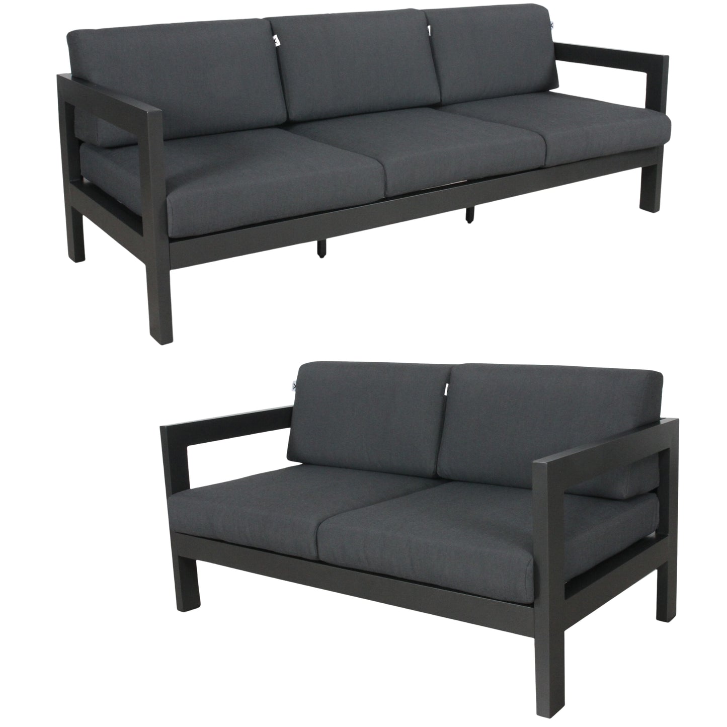 Outie 2pc Set 2+3 Seater Outdoor Sofa Lounge Aluminium Frame Charcoal - Cosy Abode