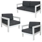 Outie 3pc Set 1+1+2 Seater Outdoor Sofa Lounge Aluminium Frame White - Cosy Abode