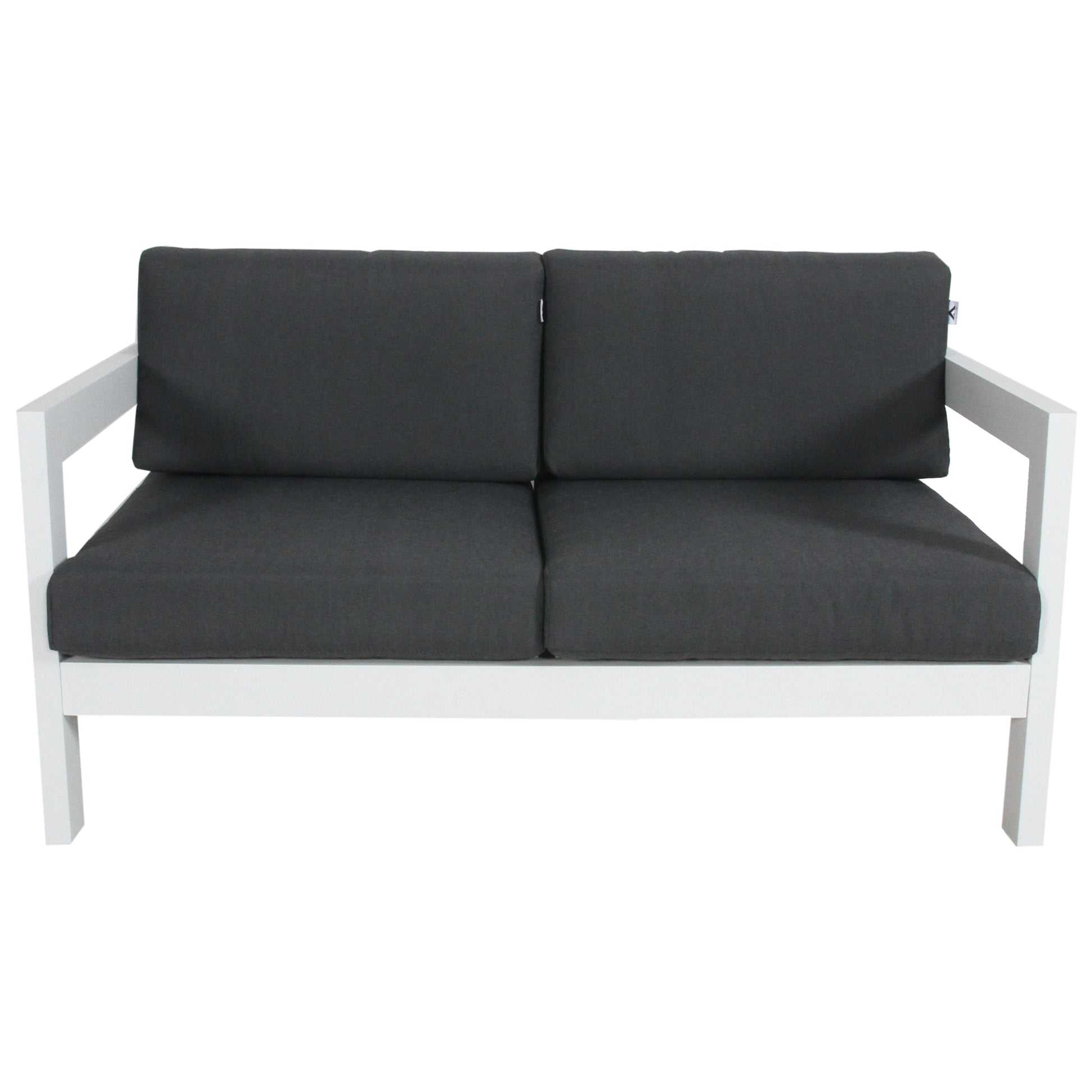 Outie 4pc Set 1+1+2 Seater Outdoor Sofa Lounge with Coffee Table in Aluminium - White - Cosy Abode