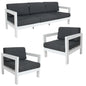 Outie 3pc Set 1+1+3 Seater Outdoor Sofa Lounge Aluminium Frame White - Cosy Abode