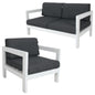 Outie 2pc Set 1+2 Seater Outdoor Sofa Lounge Aluminium Frame White - Cosy Abode