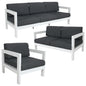 Outie 3pc Set 1+2+3 Seater Outdoor Sofa Lounge Aluminium Frame White - Cosy Abode