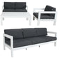 Outie 4pc Set 1+2+3 Seater Outdoor Sofa Lounge with Coffee Table in Aluminium - White - Cosy Abode