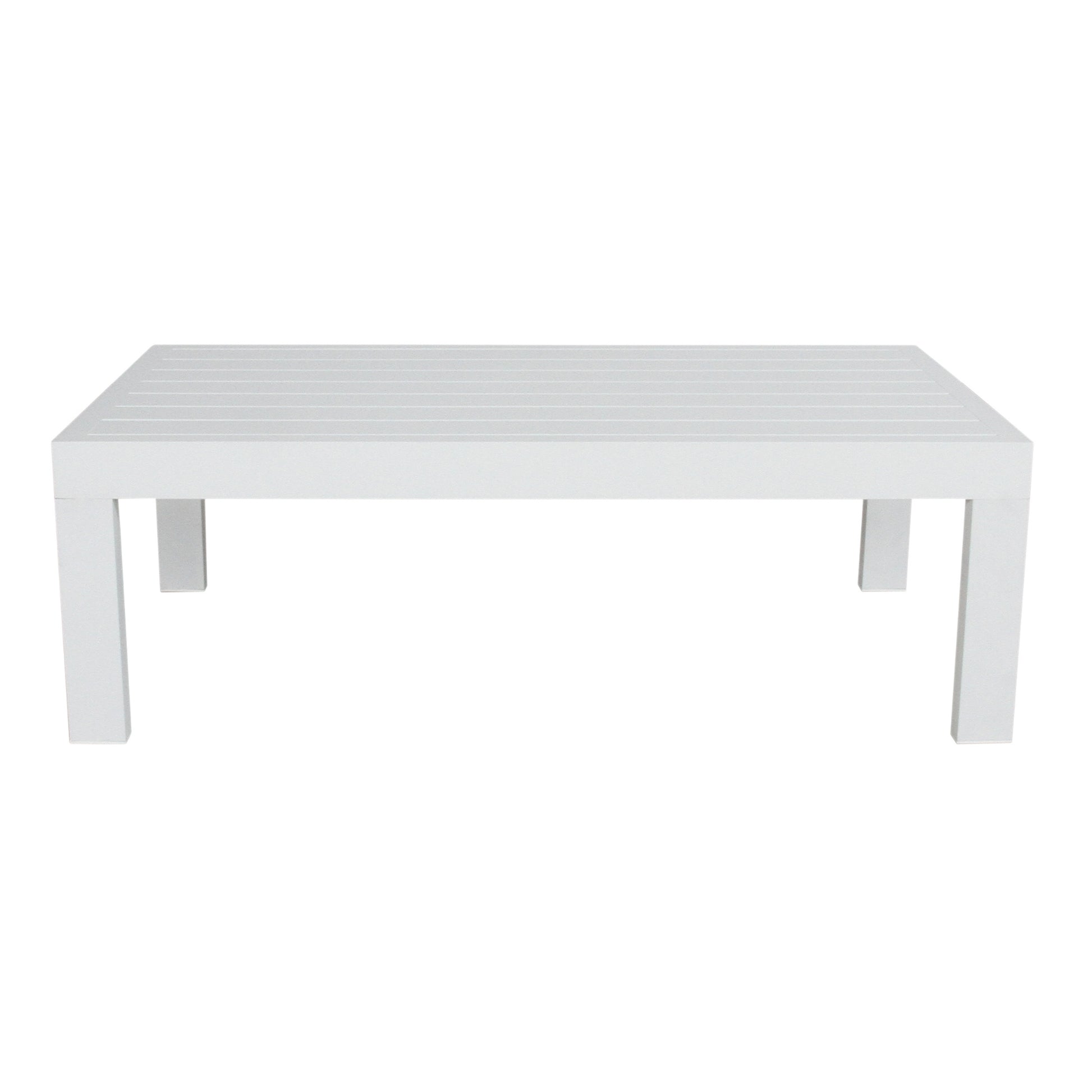 Outie 4pc Set 1+2+3 Seater Outdoor Sofa Lounge with Coffee Table in Aluminium - White - Cosy Abode