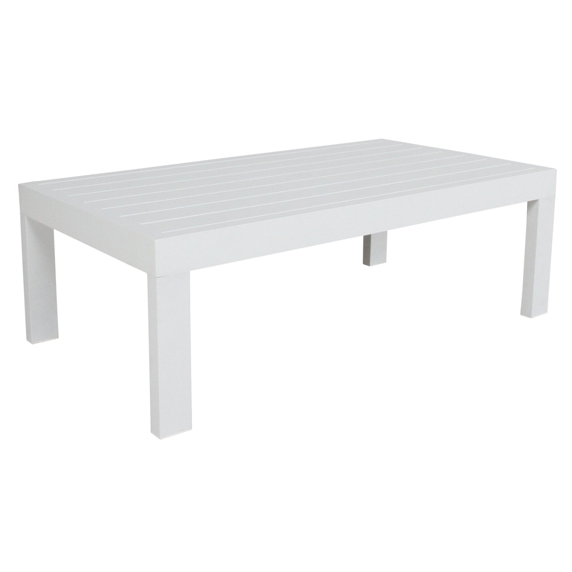 Outie 4pc Set 1+2+3 Seater Outdoor Sofa Lounge with Coffee Table in Aluminium - White - Cosy Abode