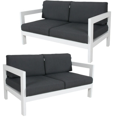 Outie 2pc Set 2+2 Seater Outdoor Sofa Lounge Aluminium Frame White - Cosy Abode