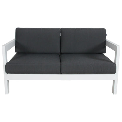 Outie 2pc Set 2+2 Seater Outdoor Sofa Lounge Aluminium Frame White - Cosy Abode