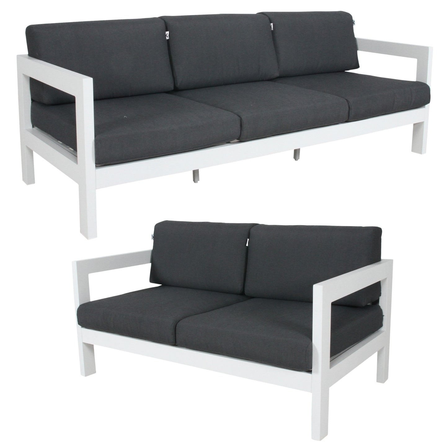 Outie 2pc Set 2+3 Seater Outdoor Sofa Lounge Aluminium Frame White - Cosy Abode