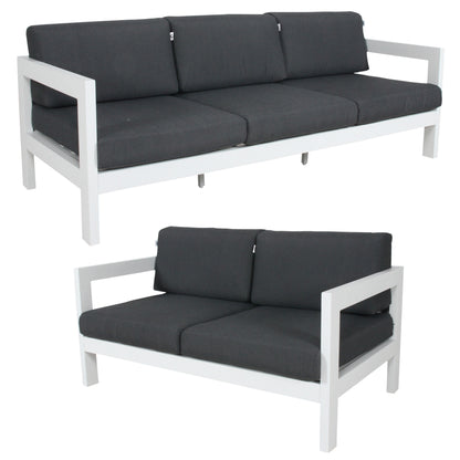 Outie 2pc Set 2+3 Seater Outdoor Sofa Lounge Aluminium Frame White - Cosy Abode