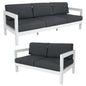 Outie 2pc Set 2+3 Seater Outdoor Sofa Lounge Aluminium Frame White - Cosy Abode