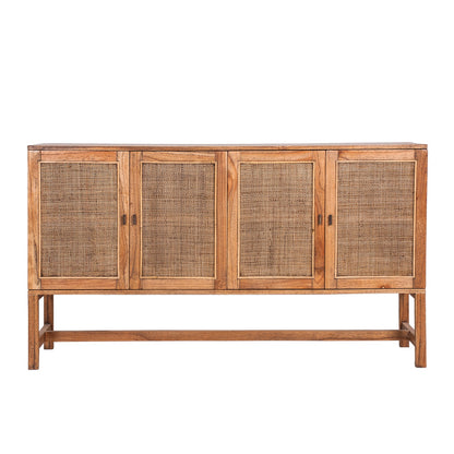 Jasmine Sideboard Buffet Table 160cm 4 Door Mindi Wood Rattan - Brown - Cosy Abode