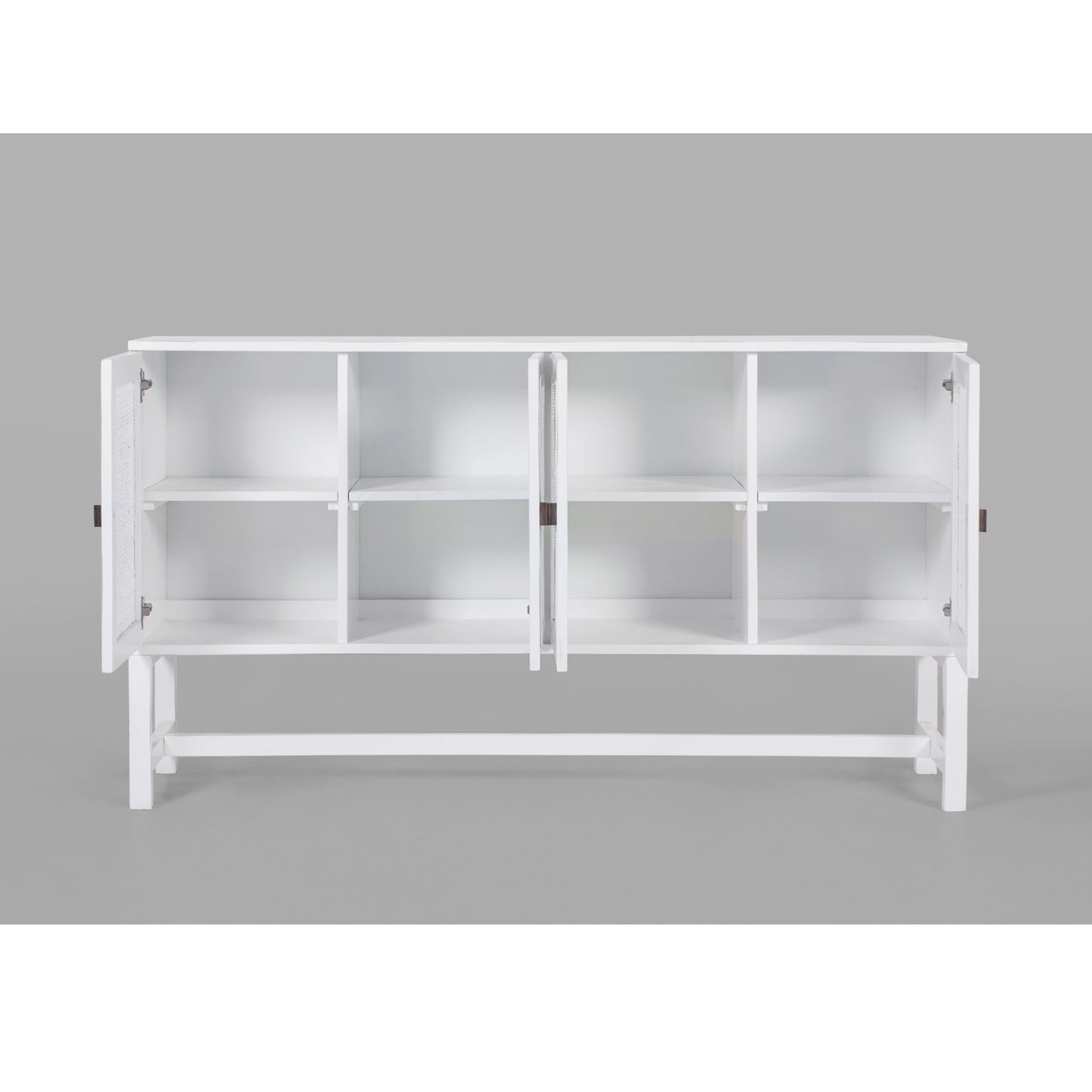 Jasmine Sideboard Buffet Table 160cm 4 Door Mindi Wood Rattan - White - Cosy Abode