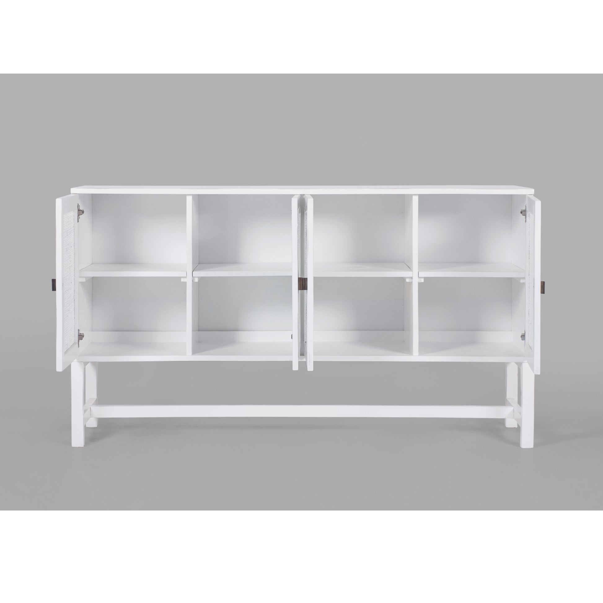 Jasmine Sideboard Buffet Table 160cm 4 Door Mindi Wood Rattan - White - Cosy Abode