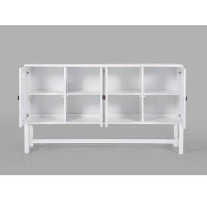 Jasmine Sideboard Buffet Table 160cm 4 Door Mindi Wood Rattan - White - Cosy Abode