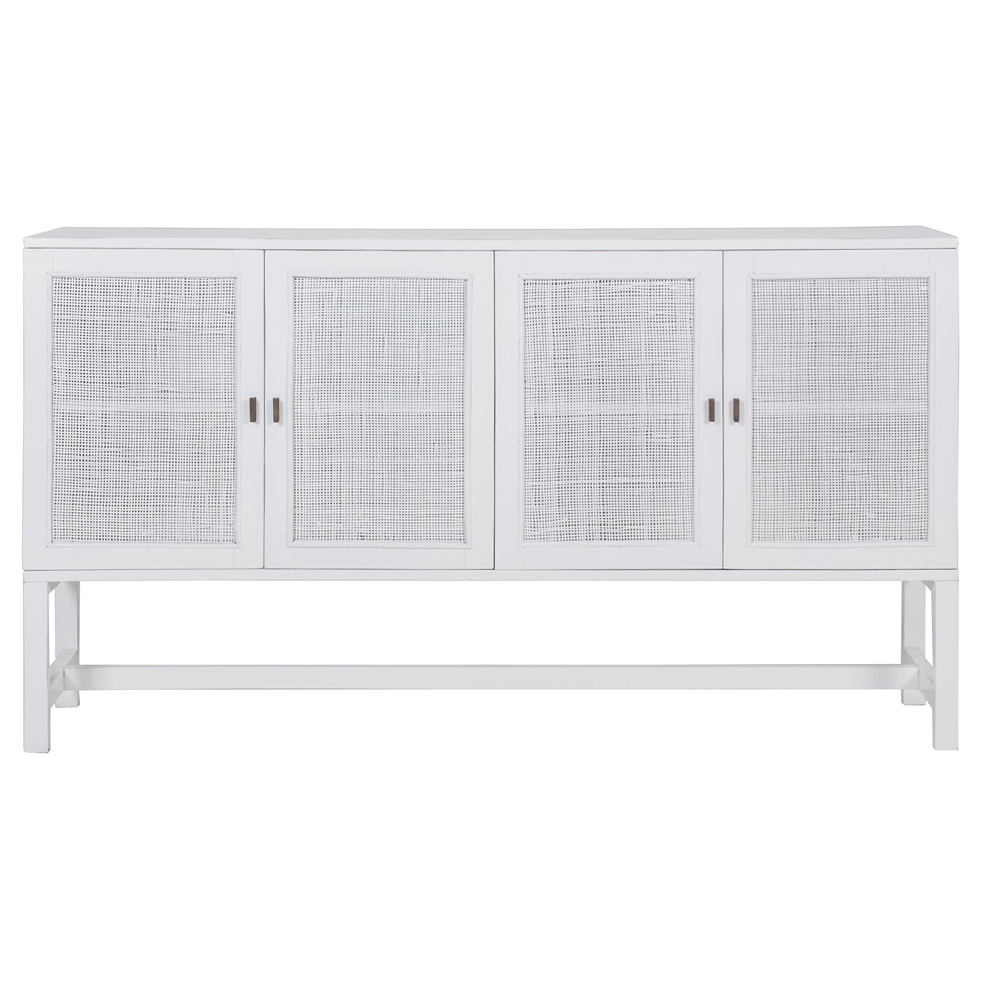 Jasmine Sideboard Buffet Table 160cm 4 Door Mindi Wood Rattan - White - Cosy Abode