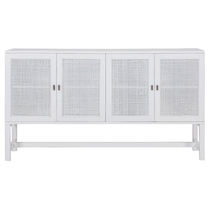 Jasmine Sideboard Buffet Table 160cm 4 Door Mindi Wood Rattan - White - Cosy Abode