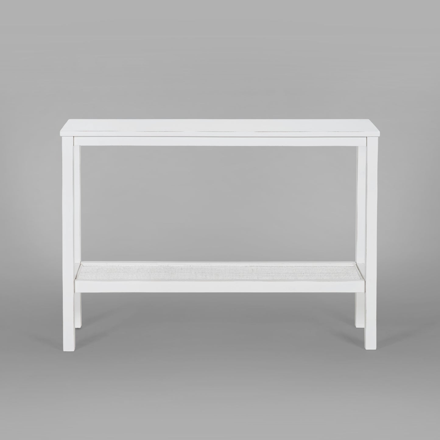 Jasmine Console Hallway Entry Table 110cm Mindi Timber Wood Rattan  - White - Cosy Abode