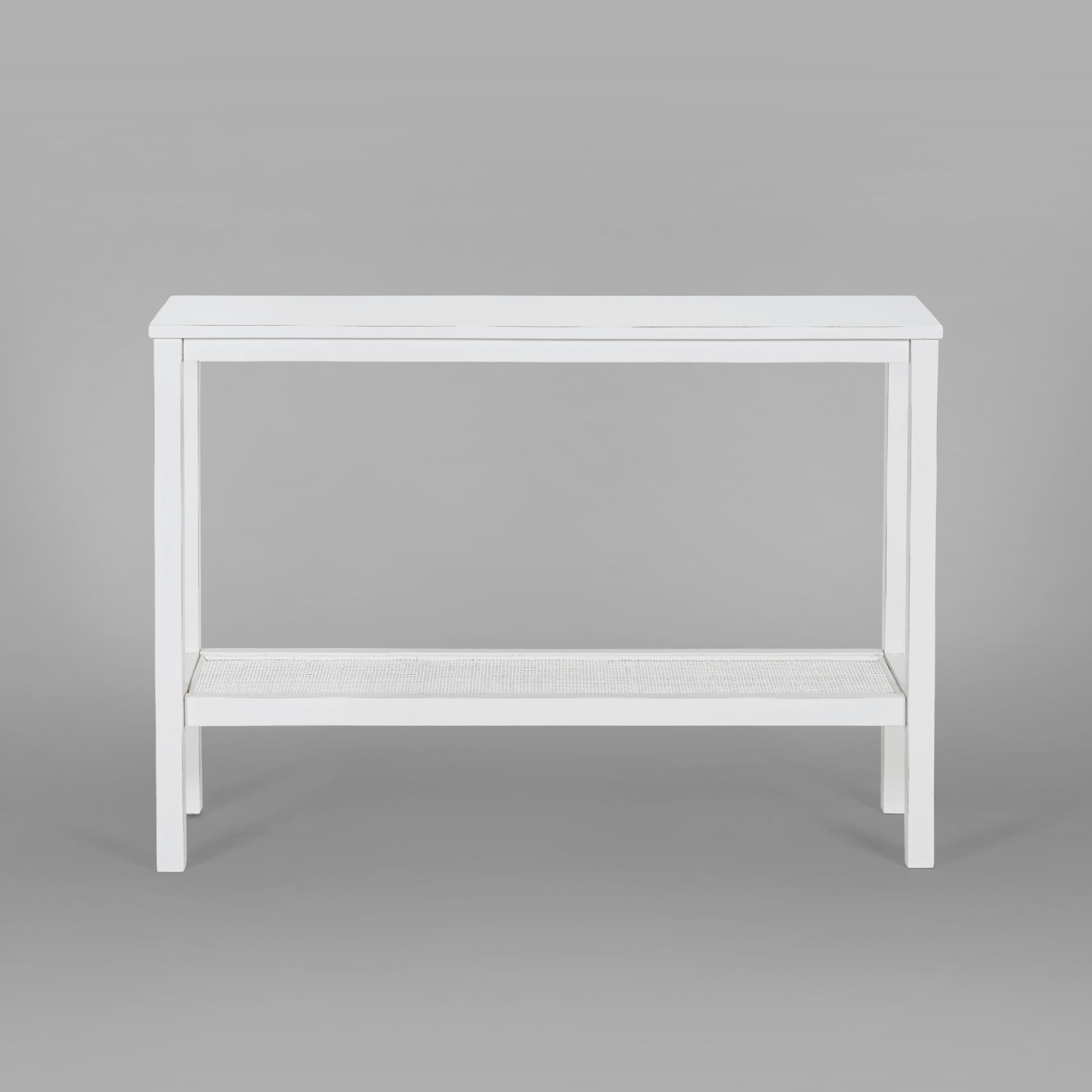 Jasmine Console Hallway Entry Table 110cm Mindi Timber Wood Rattan  - White - Cosy Abode