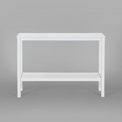 Jasmine Console Hallway Entry Table 110cm Mindi Timber Wood Rattan  - White - Cosy Abode