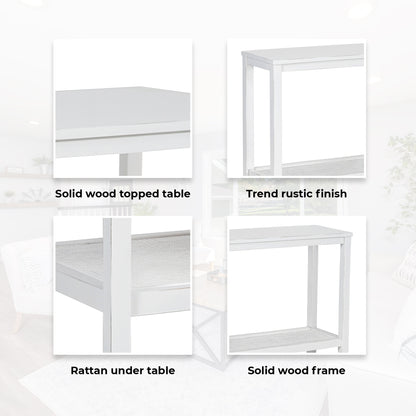 Jasmine Console Hallway Entry Table 110cm Mindi Timber Wood Rattan  - White - Cosy Abode