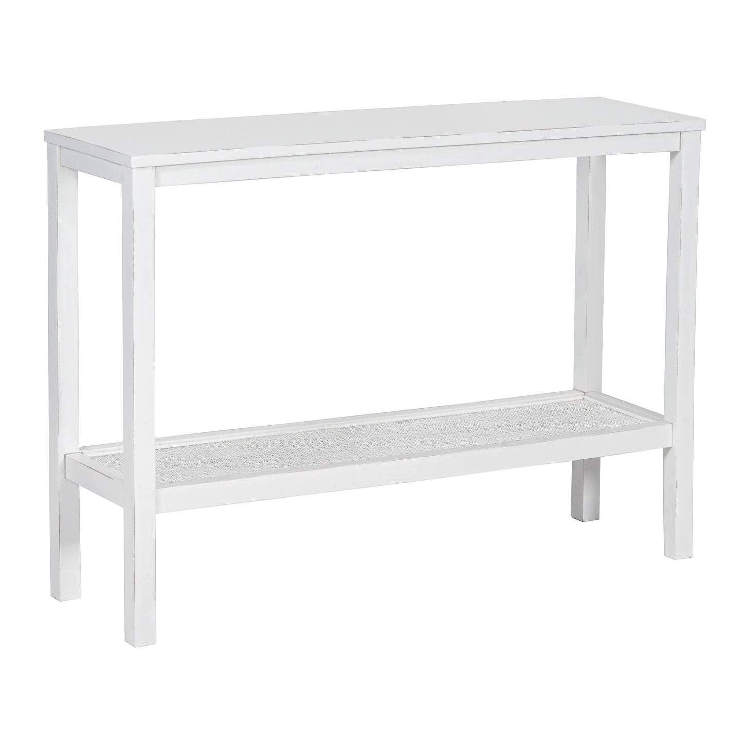 Jasmine Console Hallway Entry Table 110cm Mindi Timber Wood Rattan  - White - Cosy Abode