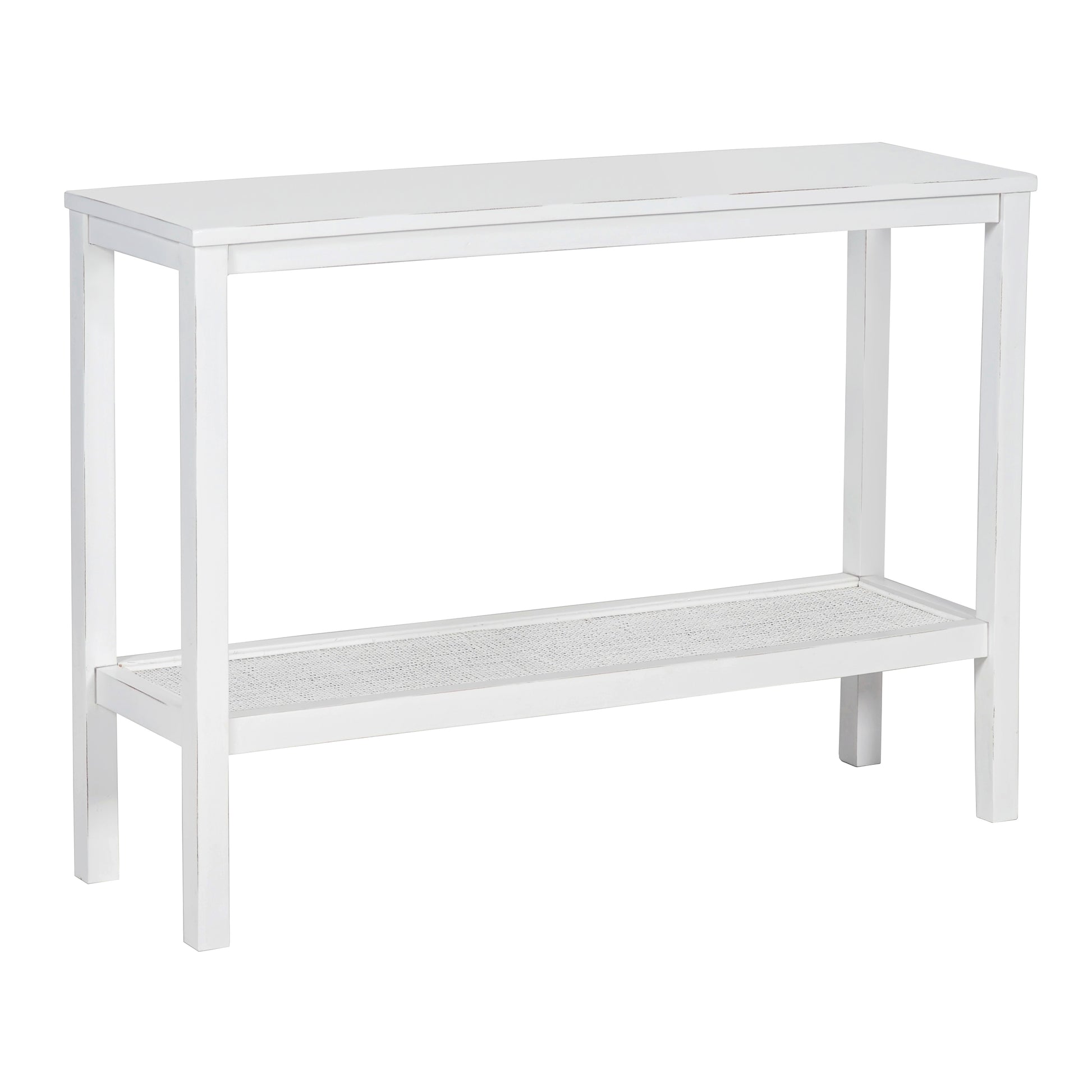 Jasmine Console Hallway Entry Table 110cm Mindi Timber Wood Rattan  - White - Cosy Abode