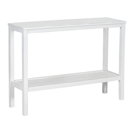 Jasmine Console Hallway Entry Table 110cm Mindi Timber Wood Rattan  - White - Cosy Abode