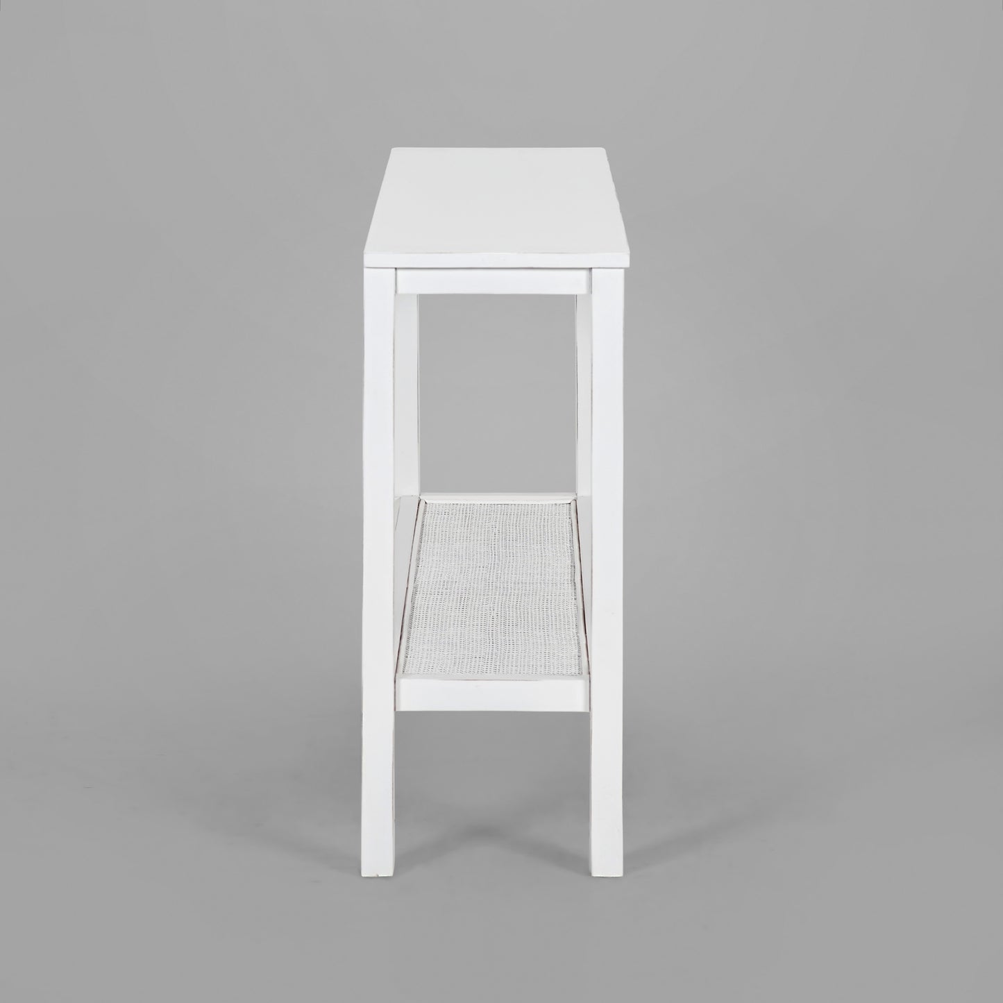 Jasmine Console Hallway Entry Table 110cm Mindi Timber Wood Rattan  - White - Cosy Abode