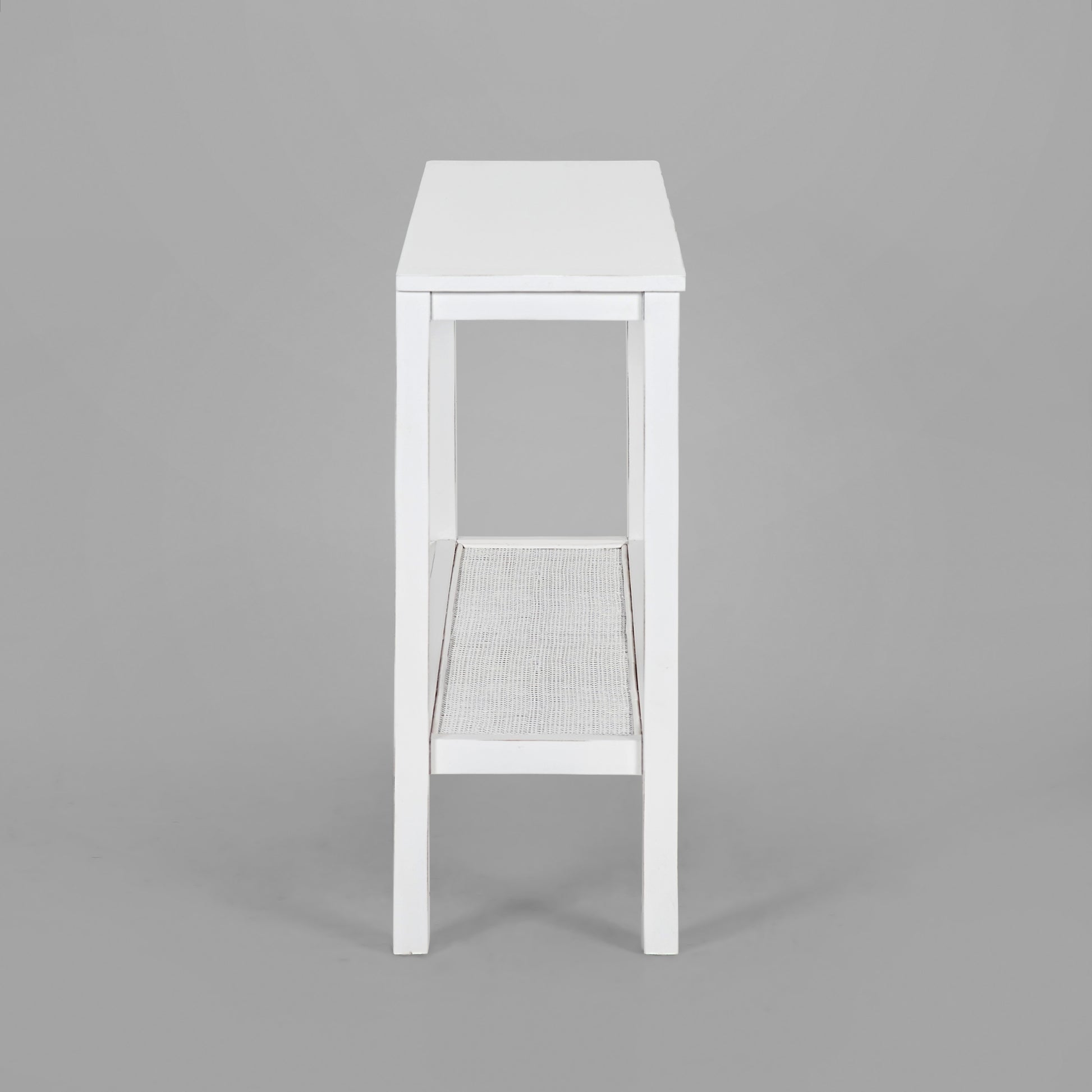 Jasmine Console Hallway Entry Table 110cm Mindi Timber Wood Rattan  - White - Cosy Abode