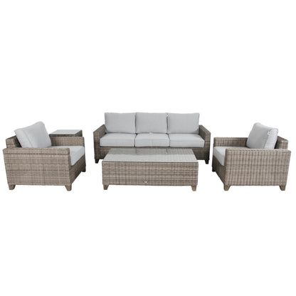 Sophy 3+1+1 Seater Wicker Rattan Outdoor Sofa Set Coffee Side Table Chair Lounge - Cosy Abode