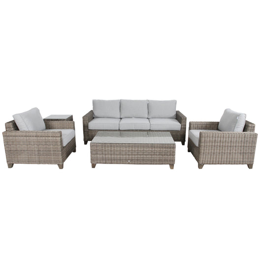 Sophy 3+1+1 Seater Wicker Rattan Outdoor Sofa Set Coffee Side Table Chair Lounge - Cosy Abode