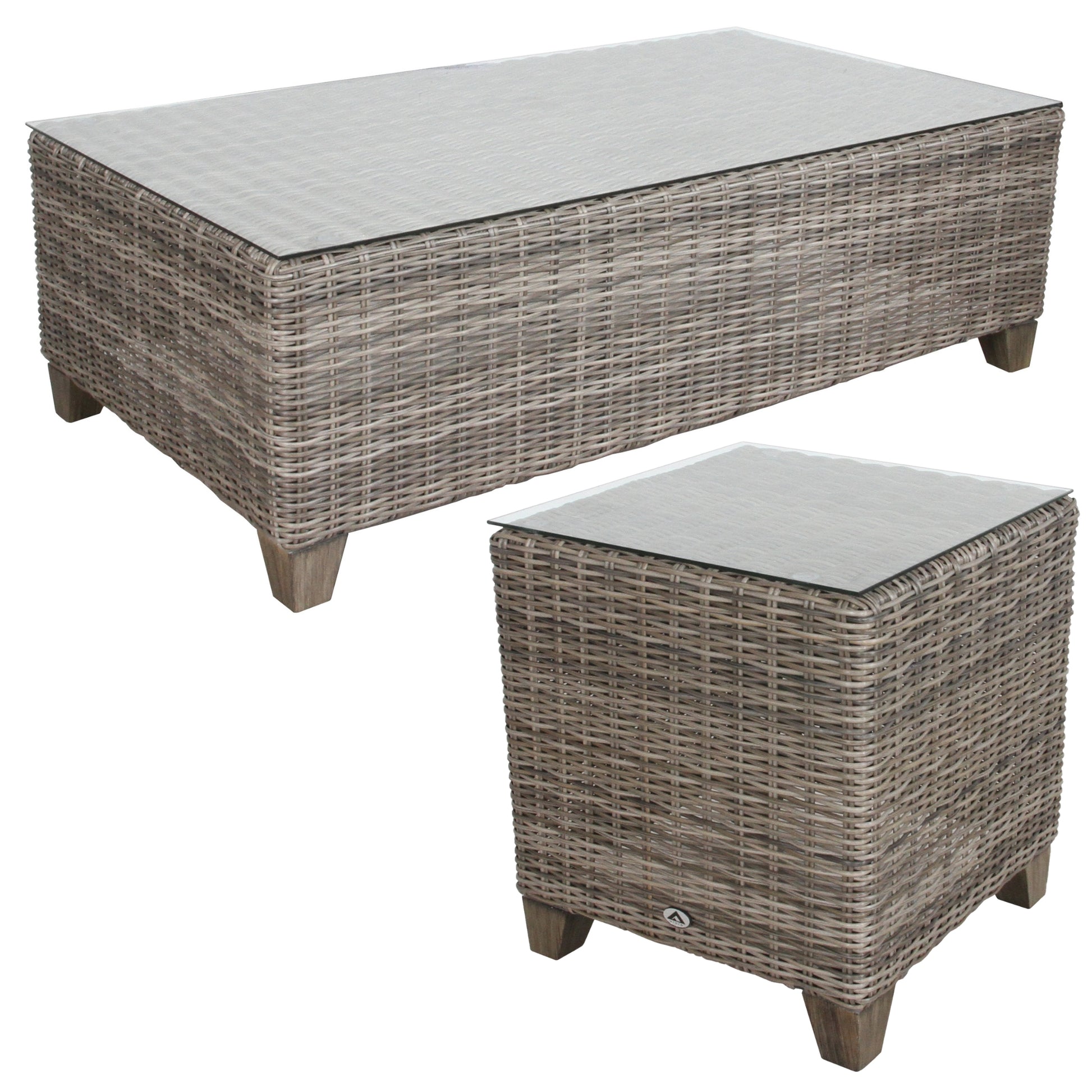Sophy 131cm Wicker Rattan Outdoor Coffee Table 50cm Side Table Set - Cosy Abode