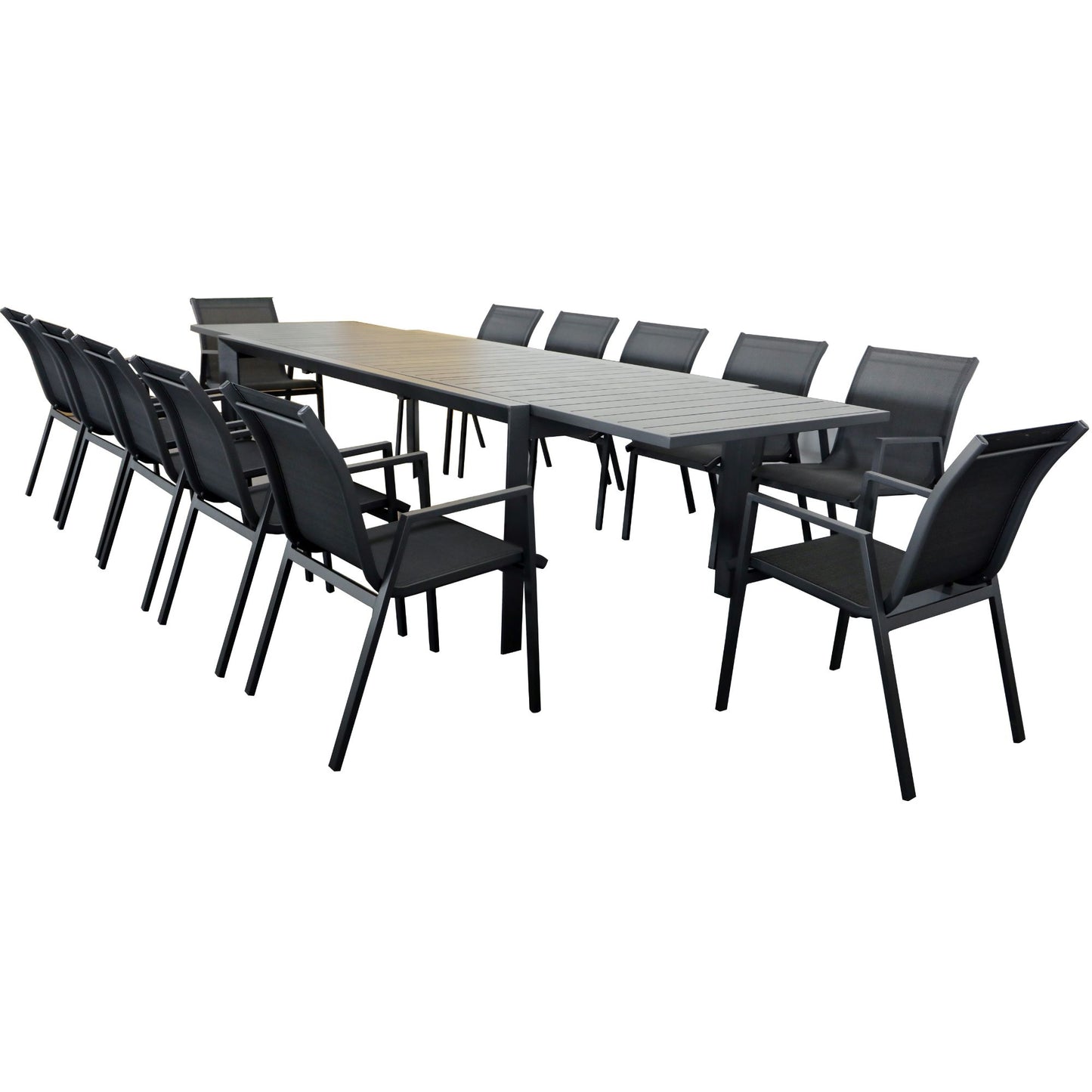 Iberia 230-345cm Aluminium Outdoor Extendable Dining Table Charcoal - Cosy Abode