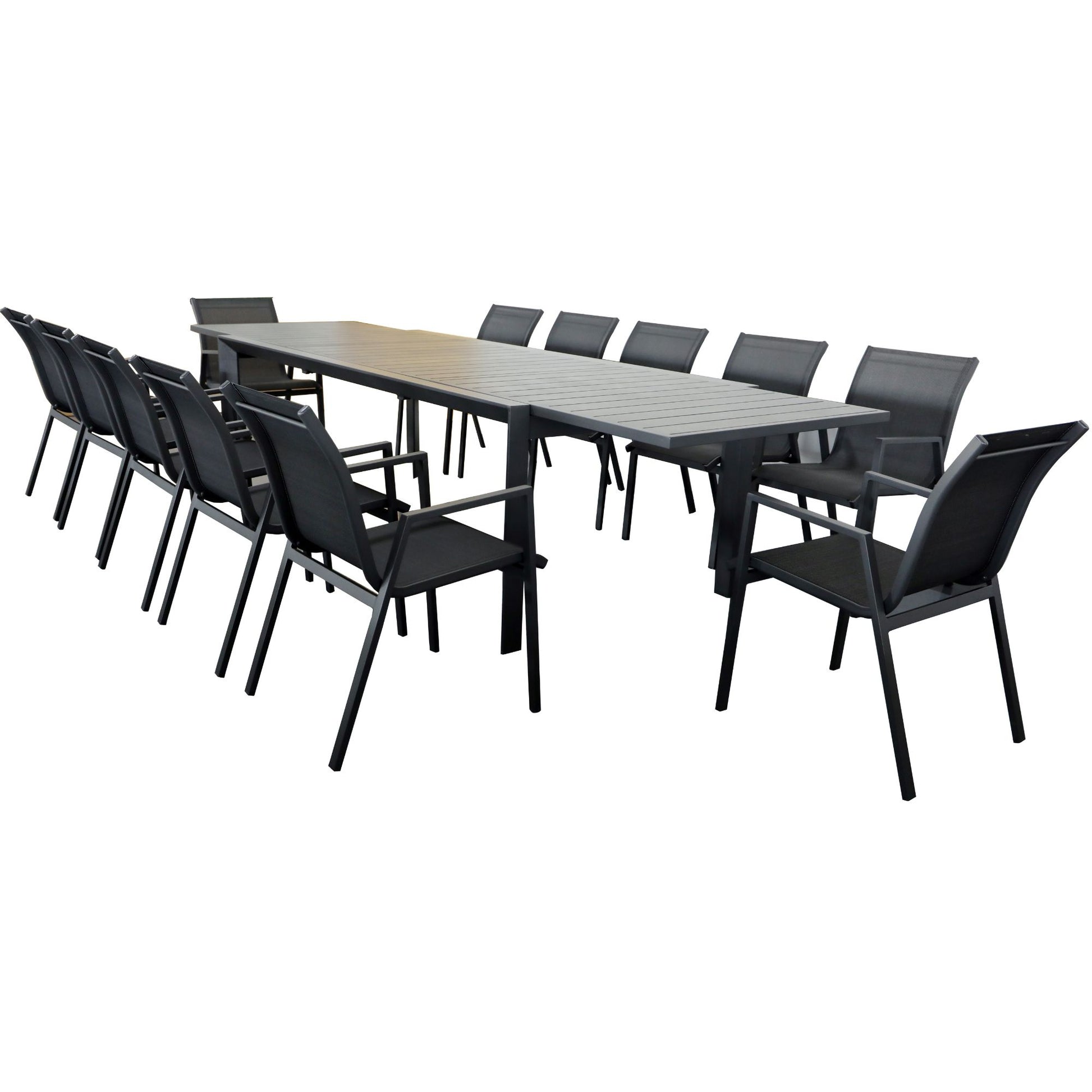 Iberia 230-345cm Aluminium Outdoor Extendable Dining Table Charcoal - Cosy Abode